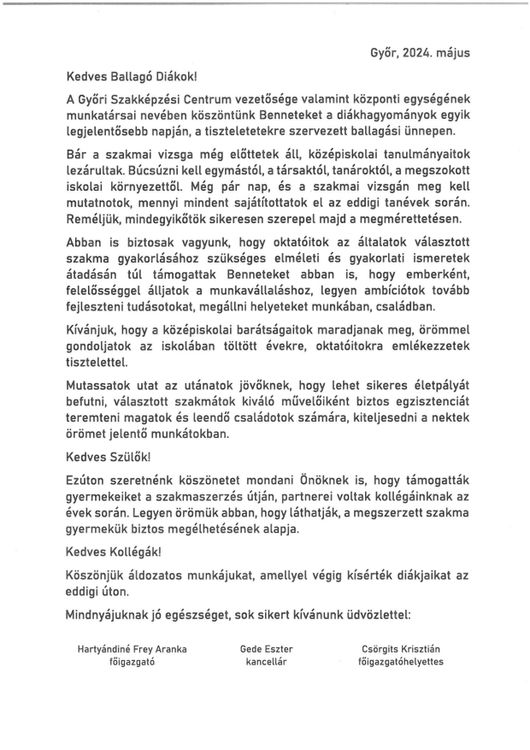 Ballagás-Köszöntő
